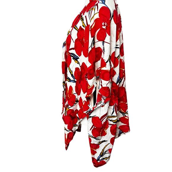 Do Everything In Love Kimono Womens One Size Floral Red Draped Flowy Cardigan - Picture 5 of 7